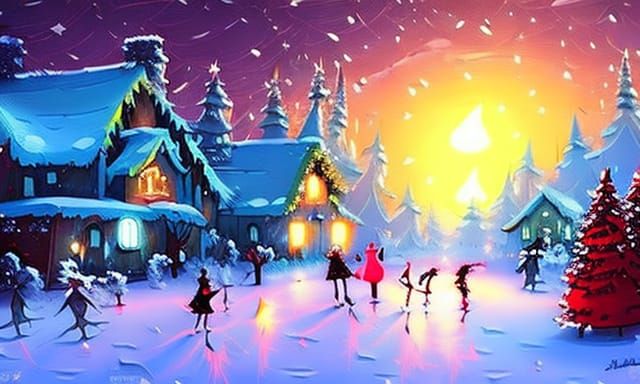 Winter Village with Snowmen in Hyperdetailed CGI