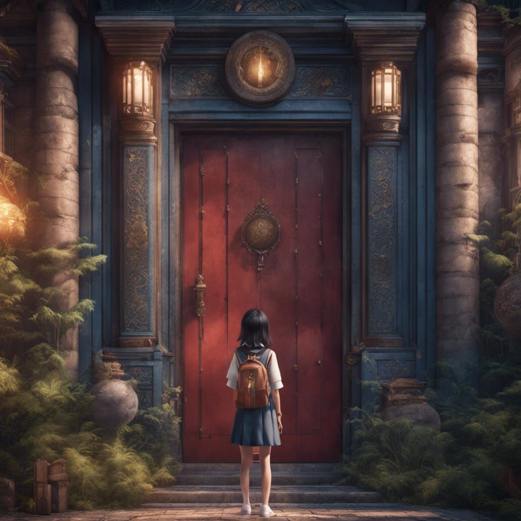 Magical School Entrance for Asian Student: Fantasy Art