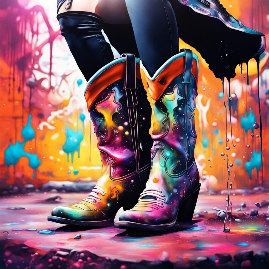 Space Cowgirl Boots as Graffiti Street Art