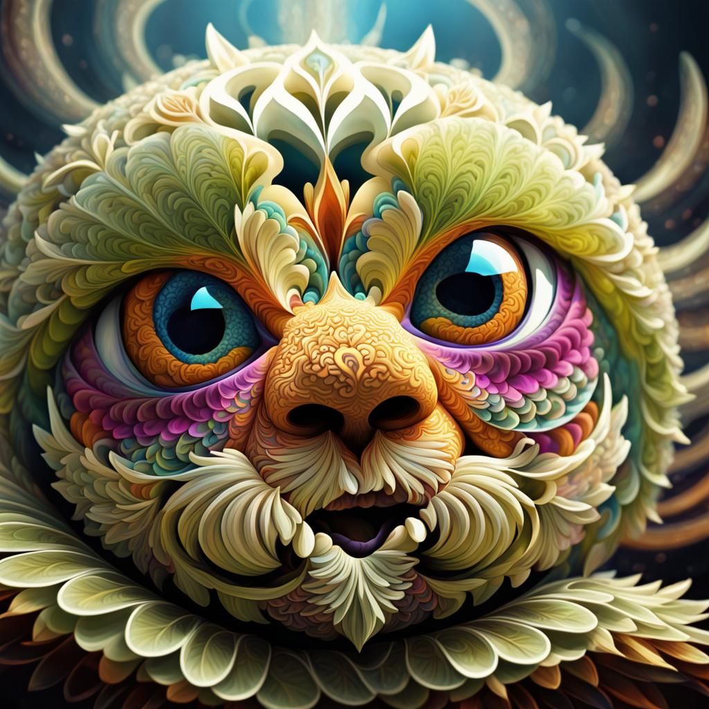 Psychedelic Fractal Mandala with Angel Number