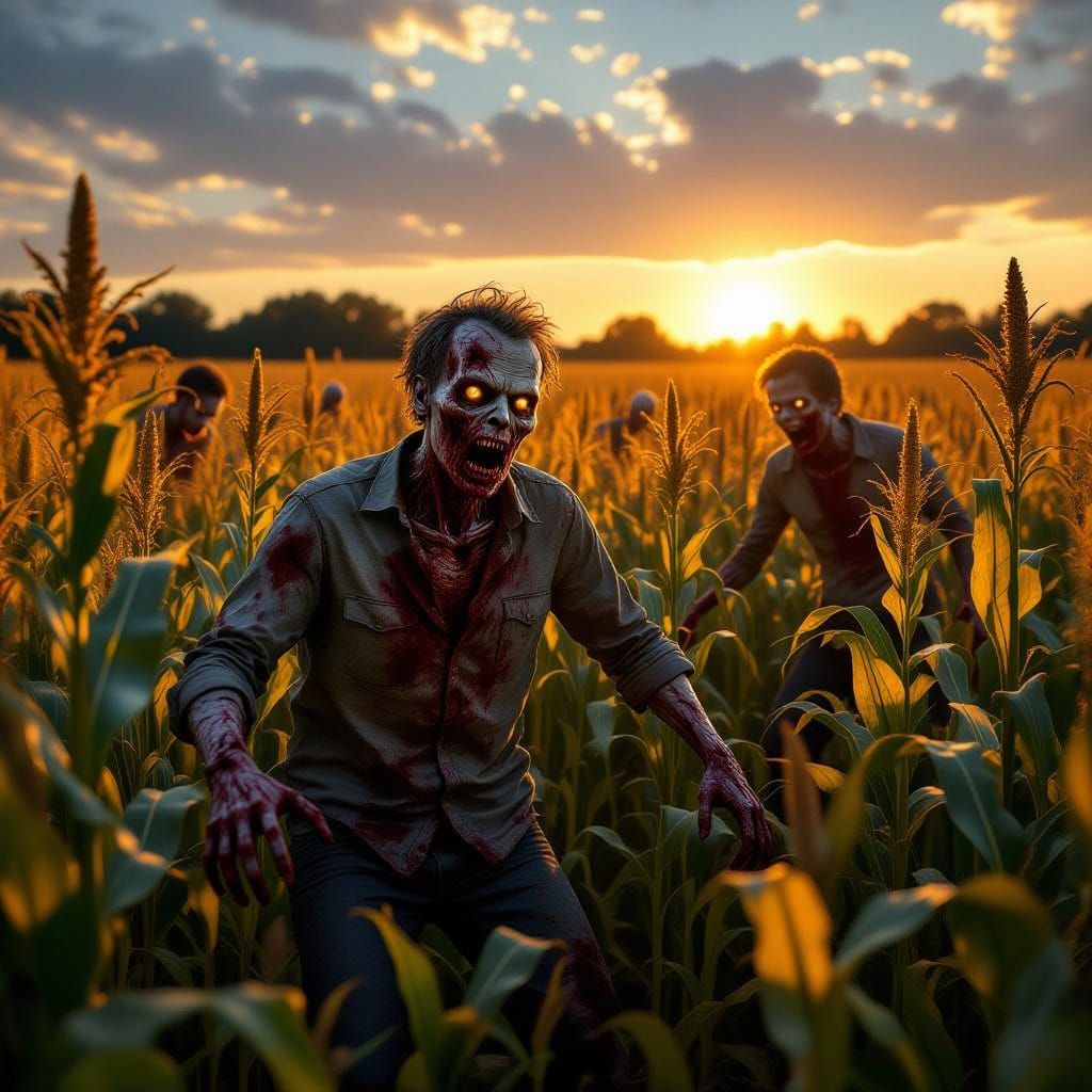 Bloody Zombie Cornfield Horror in Harvest Time