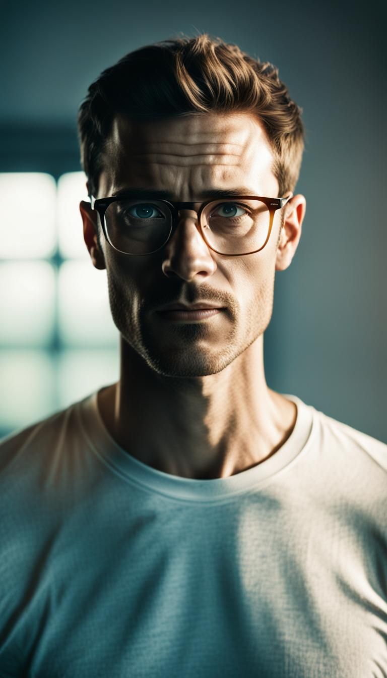 Epic Cinematic Portrait of a Young Sportsman with Film Grain...