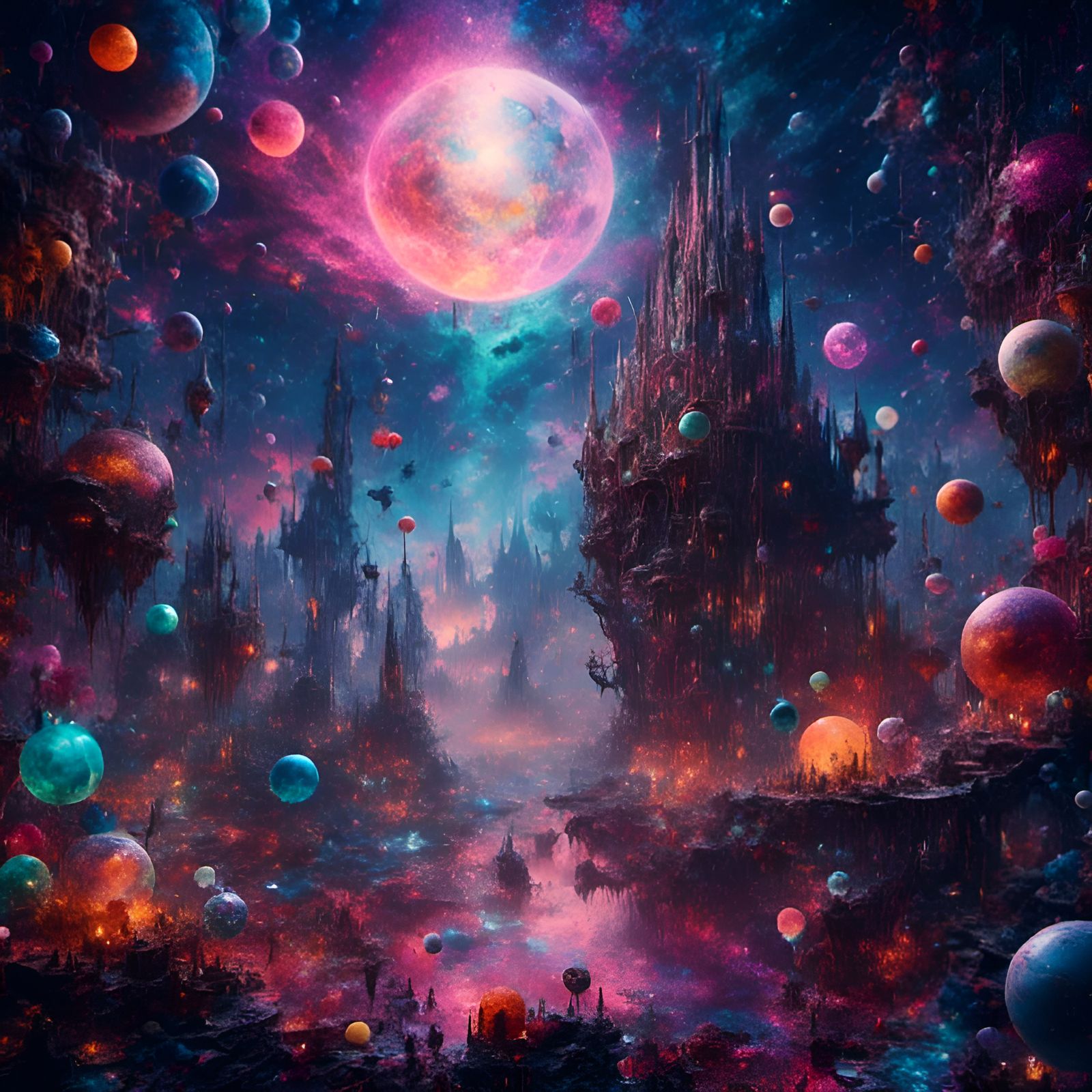 Nebula and Planets in Sinister Unreal Style