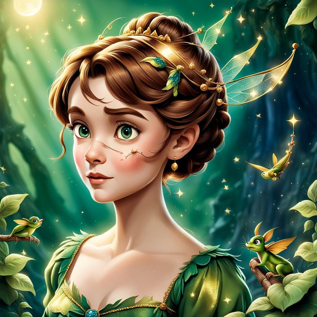 Enchanted Forest Fairy Slumbering in Walnut Shell