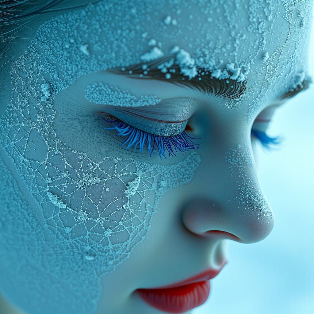 Hyperrealistic Frosty Portrait in Lofi Futuristic Style