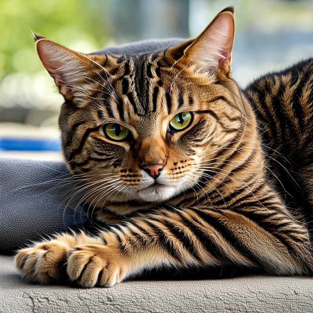 Lounging Brown Tabby Cat Portrait