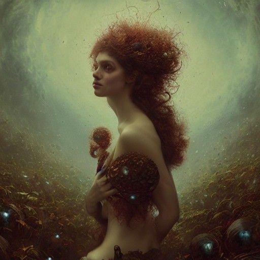 Cosmic Fly Agaric Princess Portrait in Mixed Media