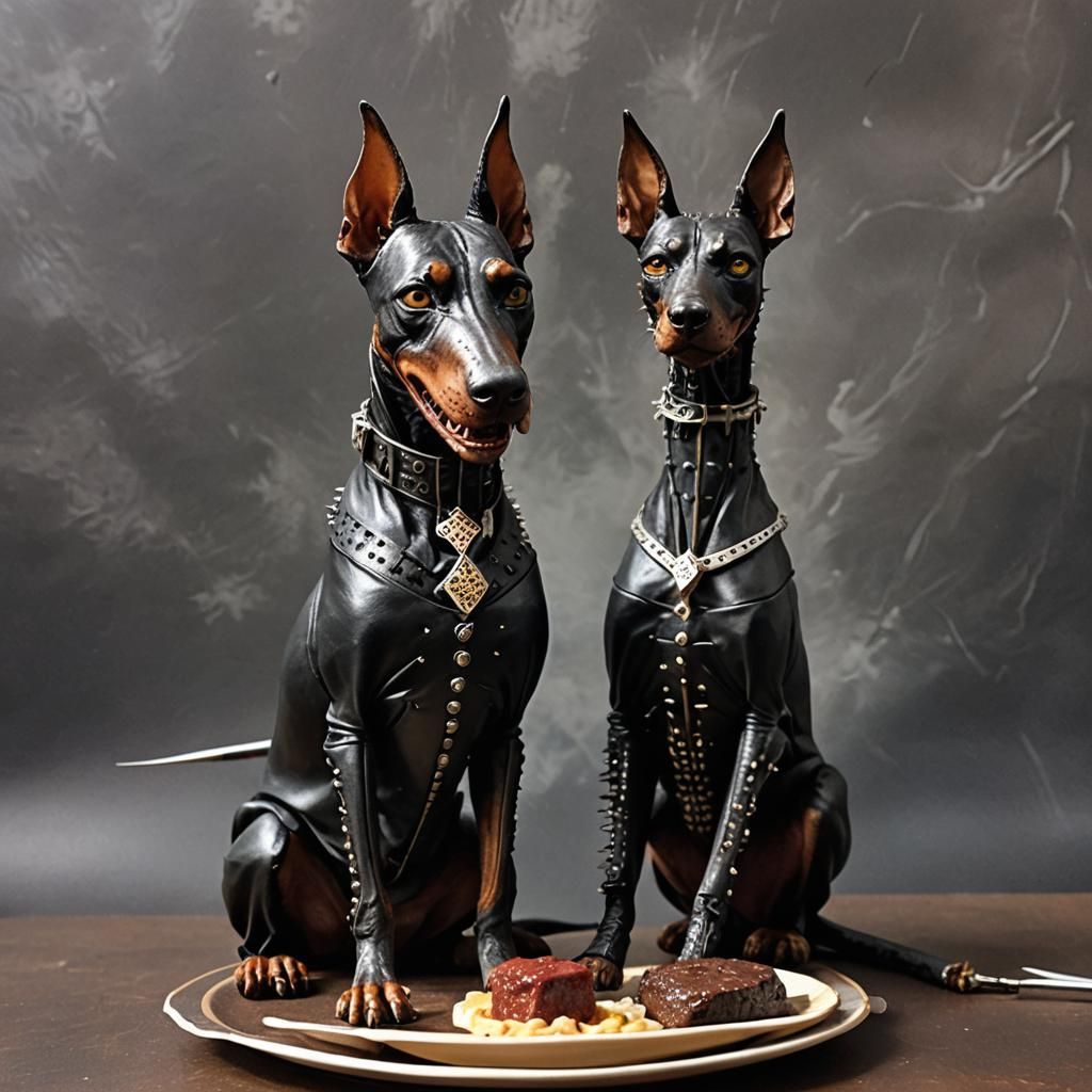 Doberman as Hellraiser's Pinhead in Dog Cafe