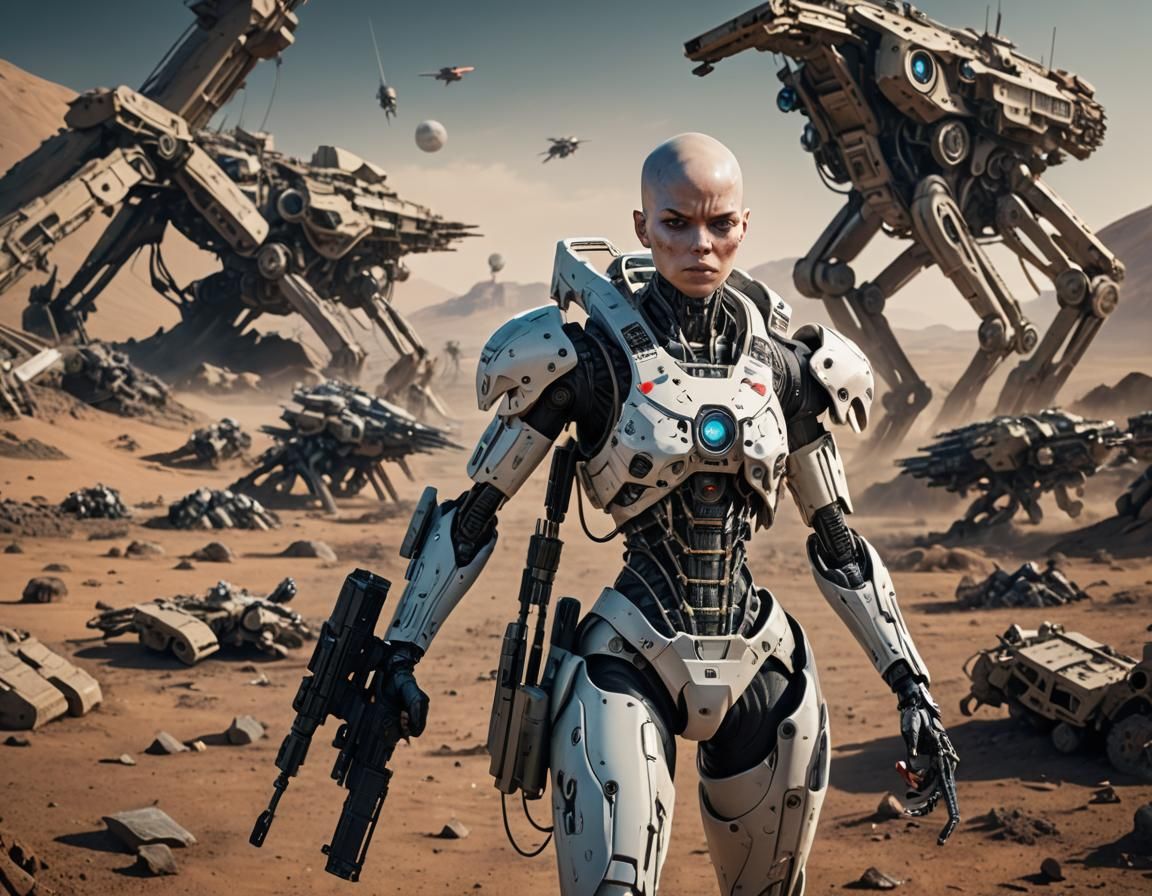 Cyborg Soldier in Cyberpunk Battlefield