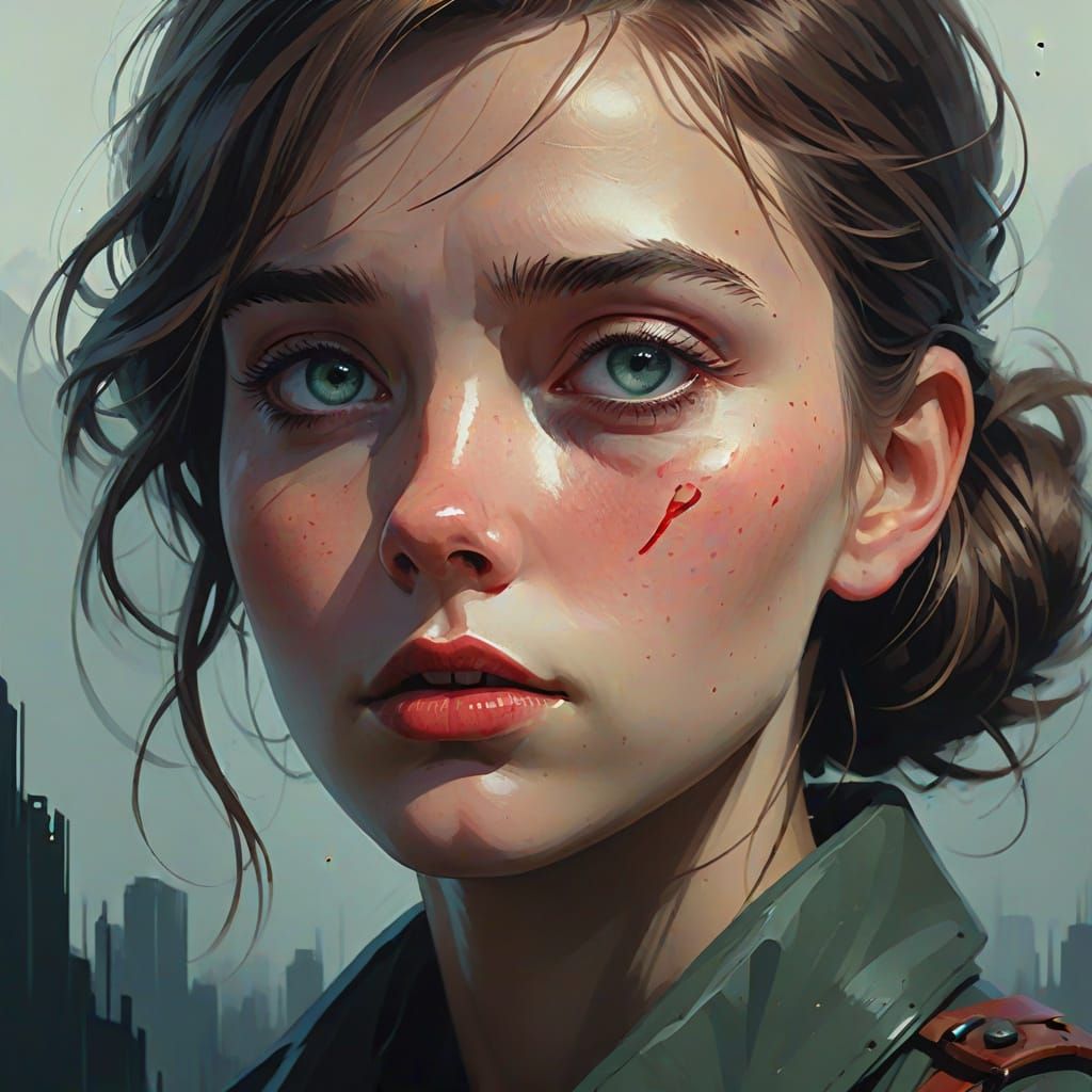 A Young Woman's Contemplative Heart in Moody Film Noir Style