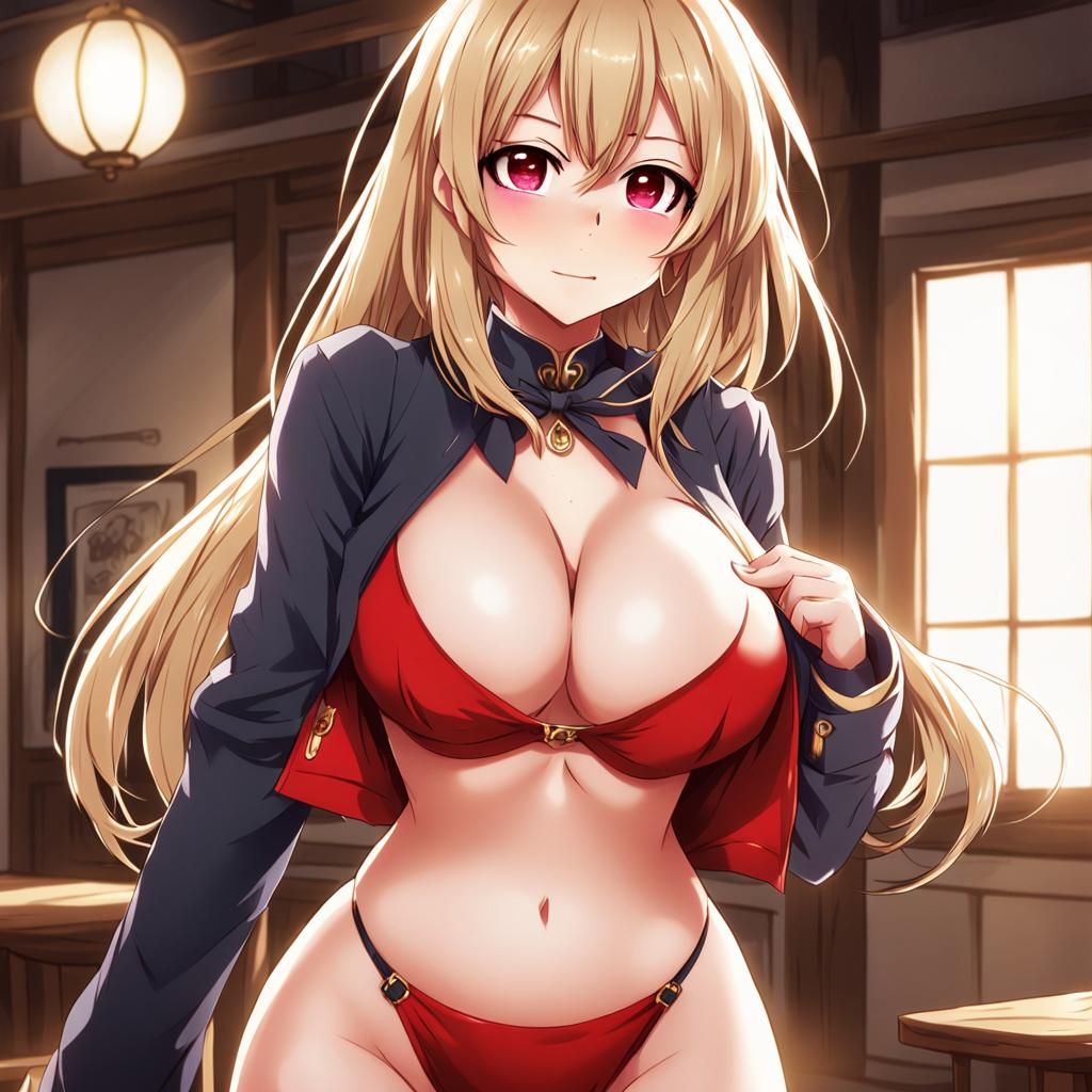 Embarrassed Anime Girl in Manga Style