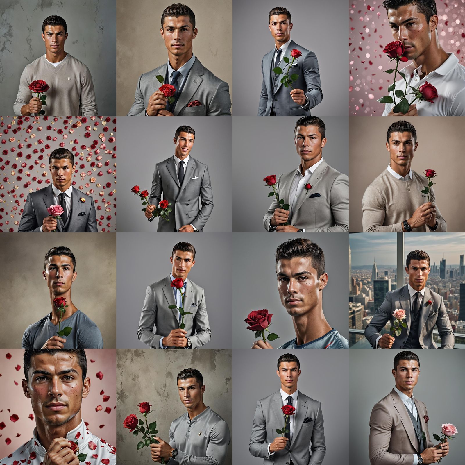Cristiano Ronaldo Portrait with Rose, Professional Photograp...
