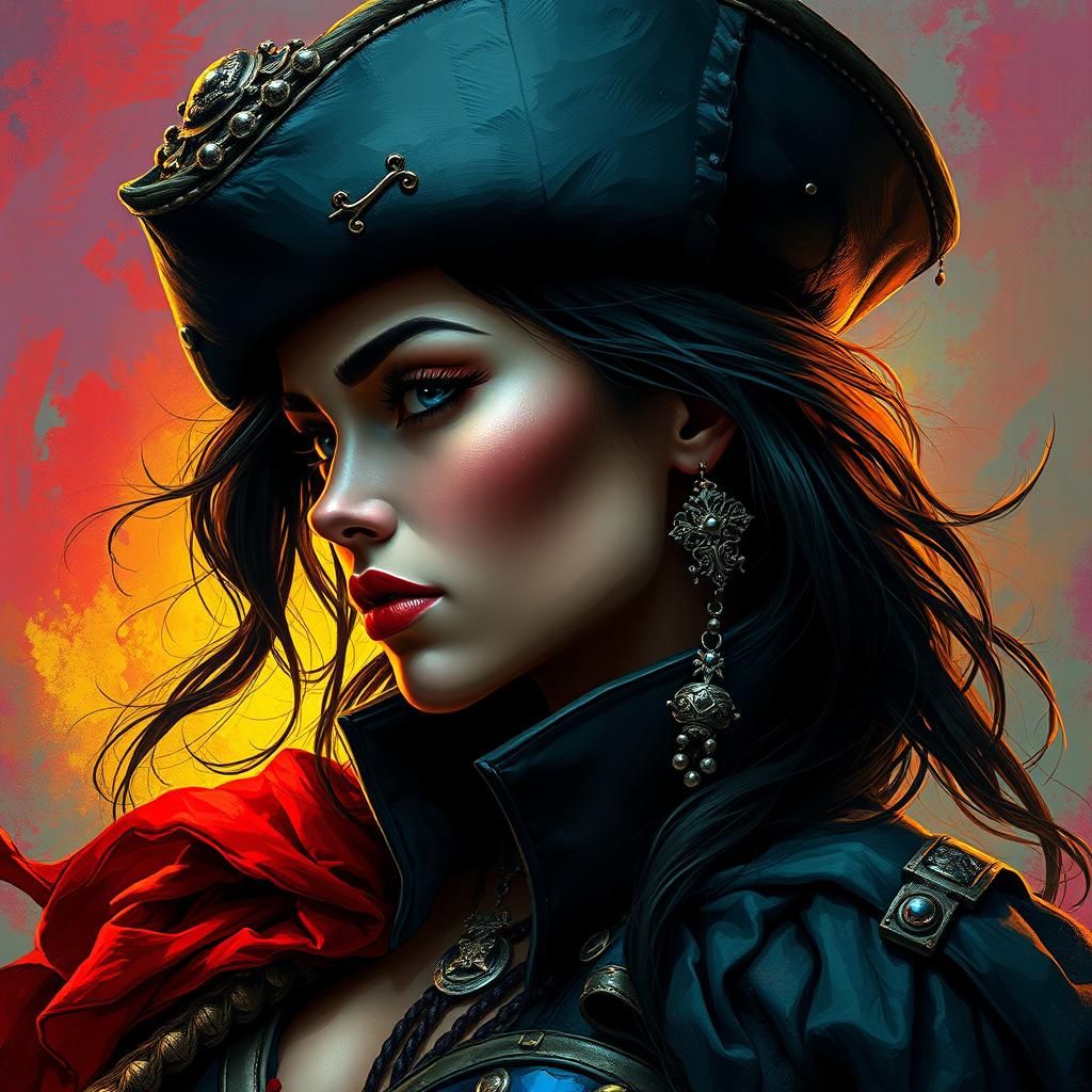 Captivating Pirate Captain in Detailed Splash Art
