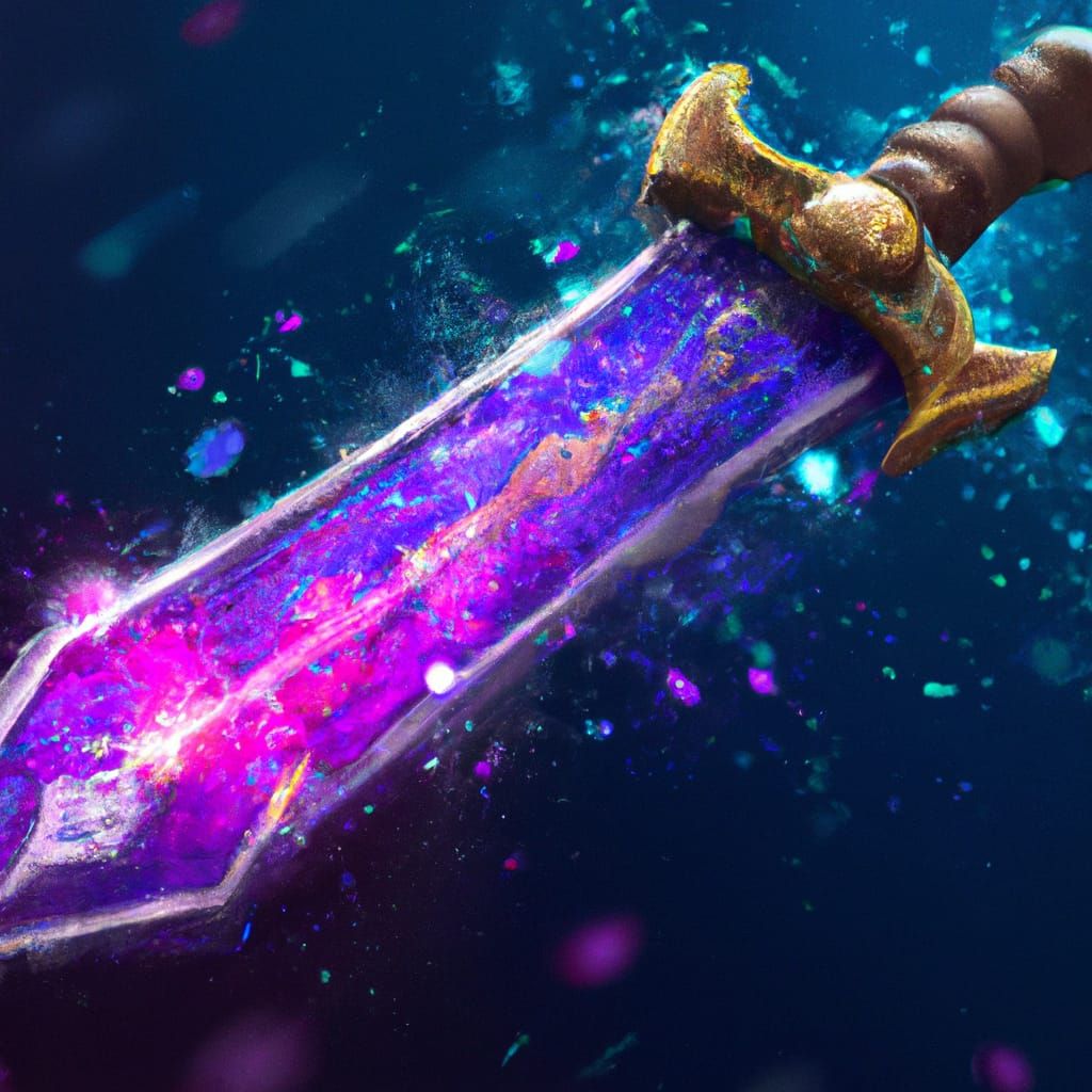 Magical Longsword with Purple Energy, Detailed Digital Art