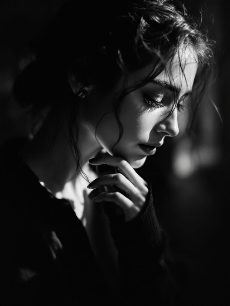 Tender Portrait in Monochrome Intimacy