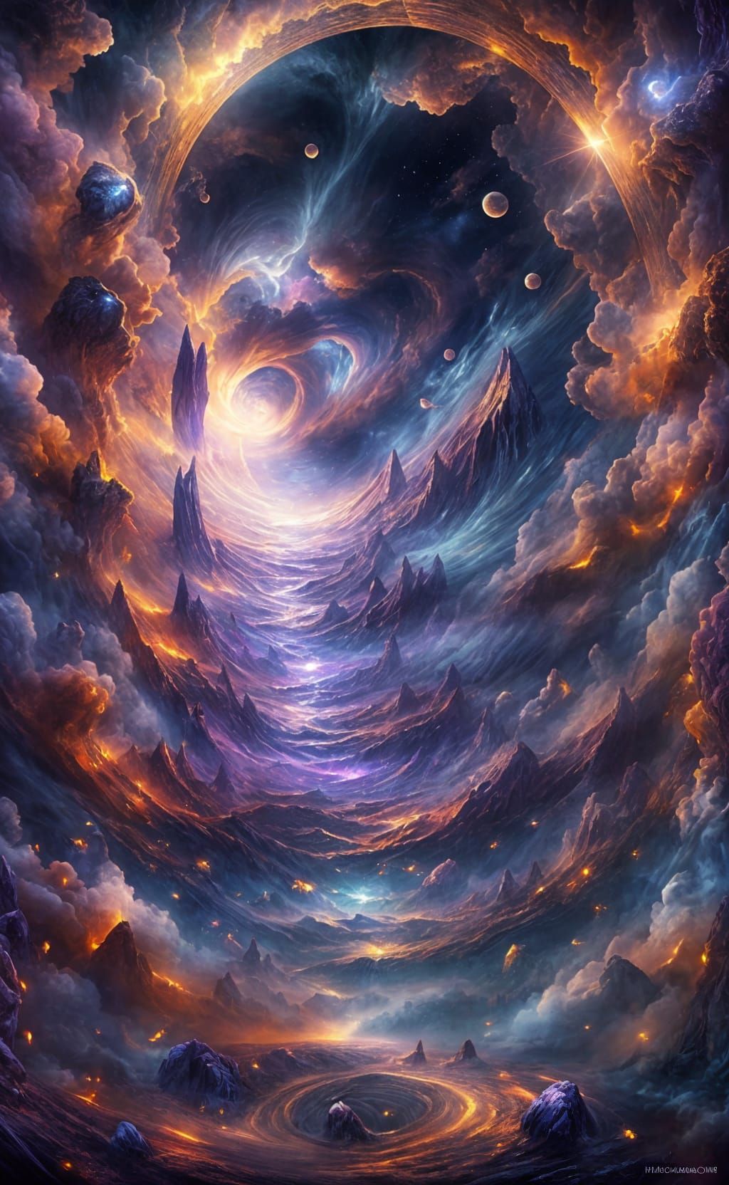 Violet Air Portal to Valhalla with Crystal Clusters