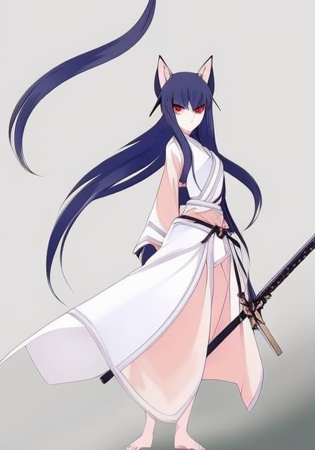 Anime Ninja Girl Kitsune in Manga Style