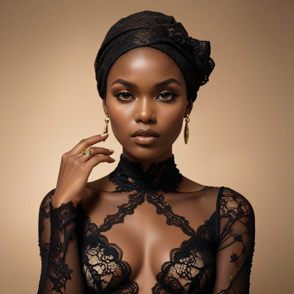 Elegant African Woman in Gothic Fashion Editorial