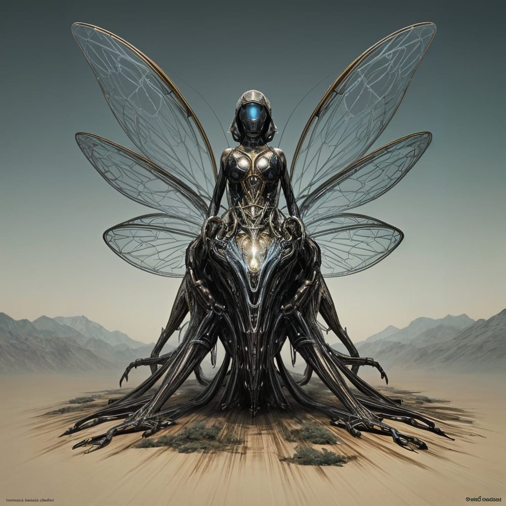 Ethereal Insect Creature with Intricate Exoskeleton