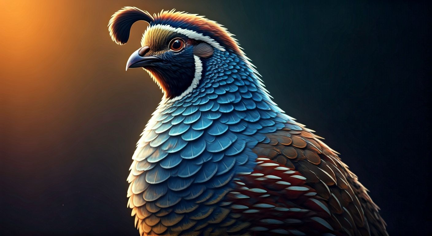 Scaled Quail in Hyperrealistic Digital Painting Style