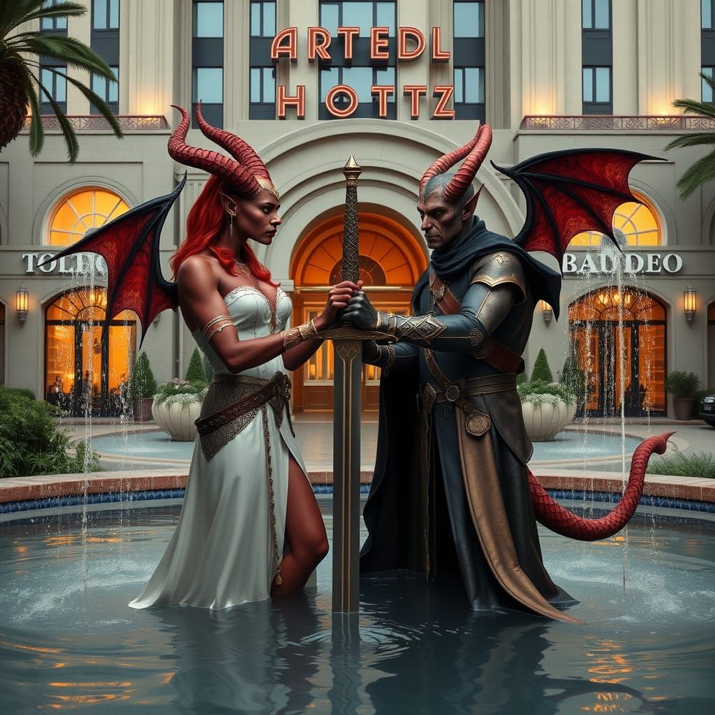 Playful Demons in Art Deco Aetherpunk Style