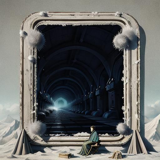 Ethereal Sky Reflected in Retrofuturistic Mirrors