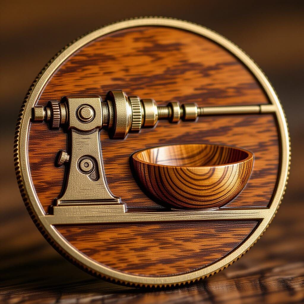 Woodturning Lathe & Bowl Logo Coin