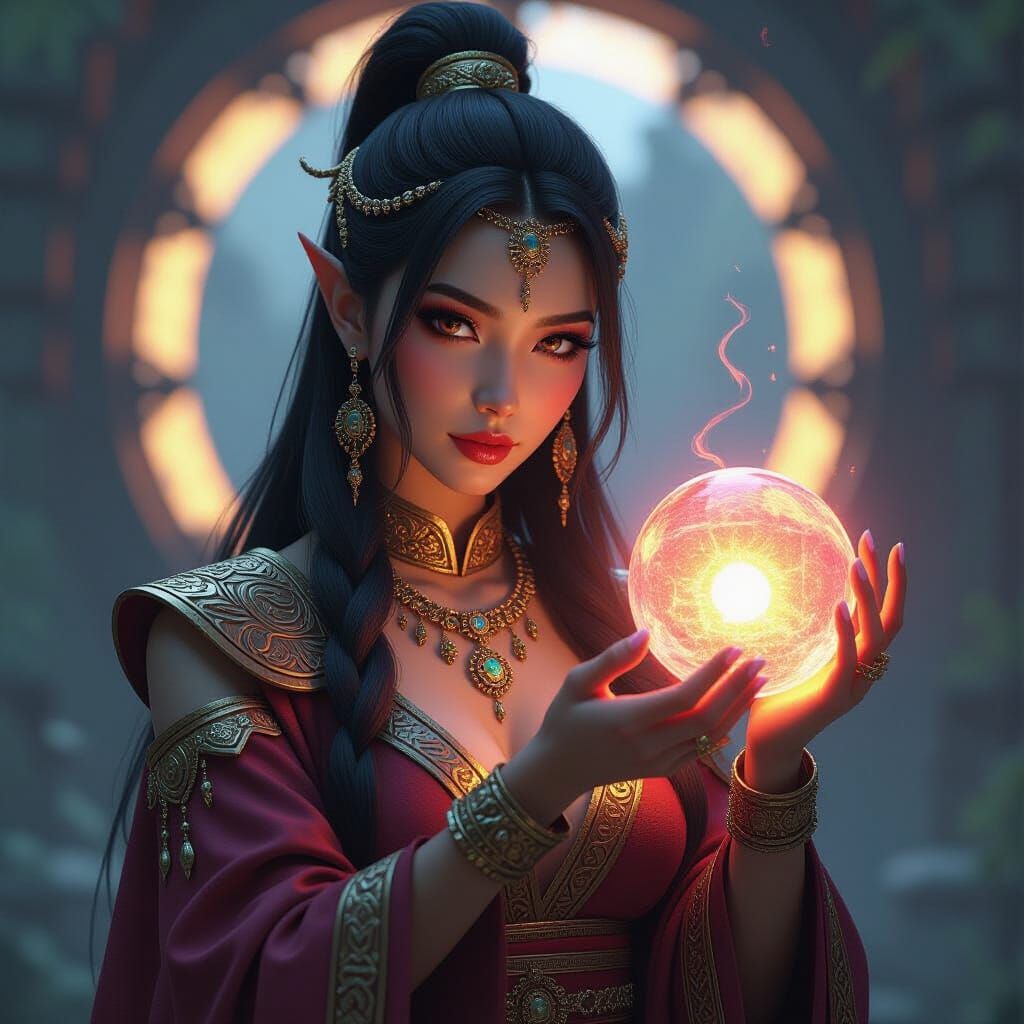 Yuan-ti Blood Mage with Glowing Orb