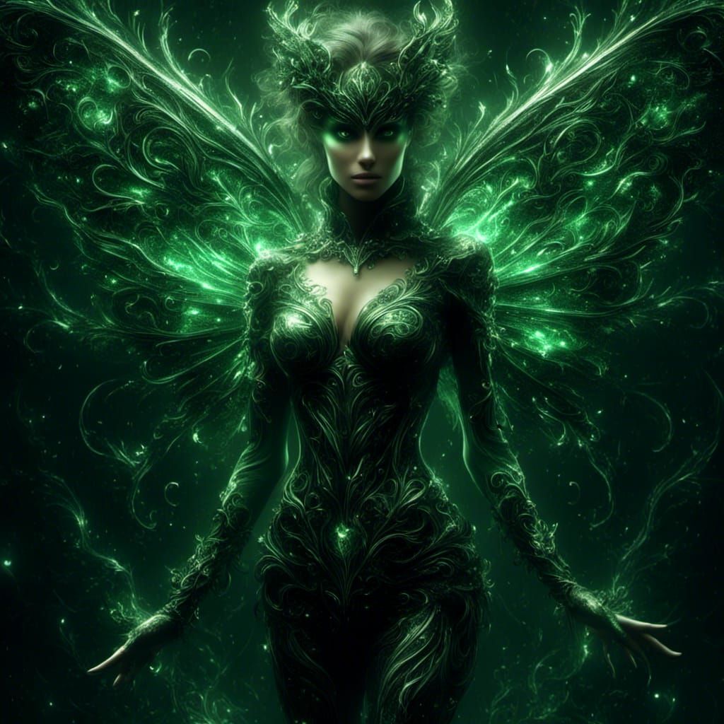 Epic Superhero in Black and Green Cape