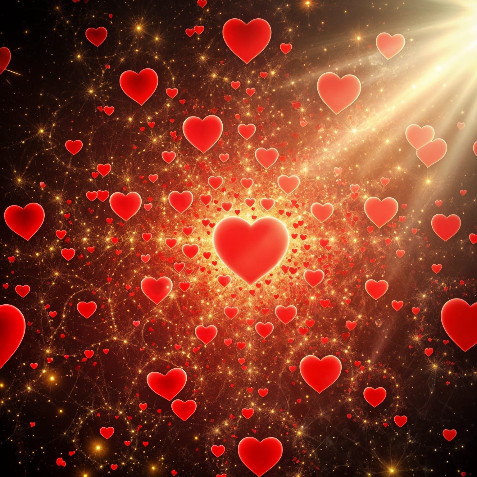 Intricate Fractal Heart Design with Gold Sparks