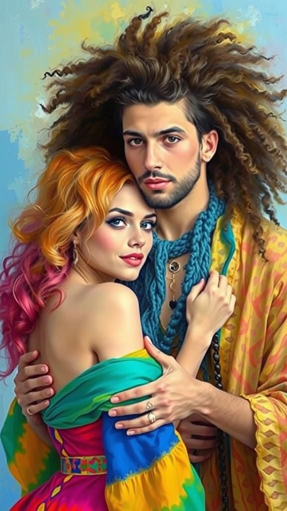 Fauvist Portrait of Couple in Love