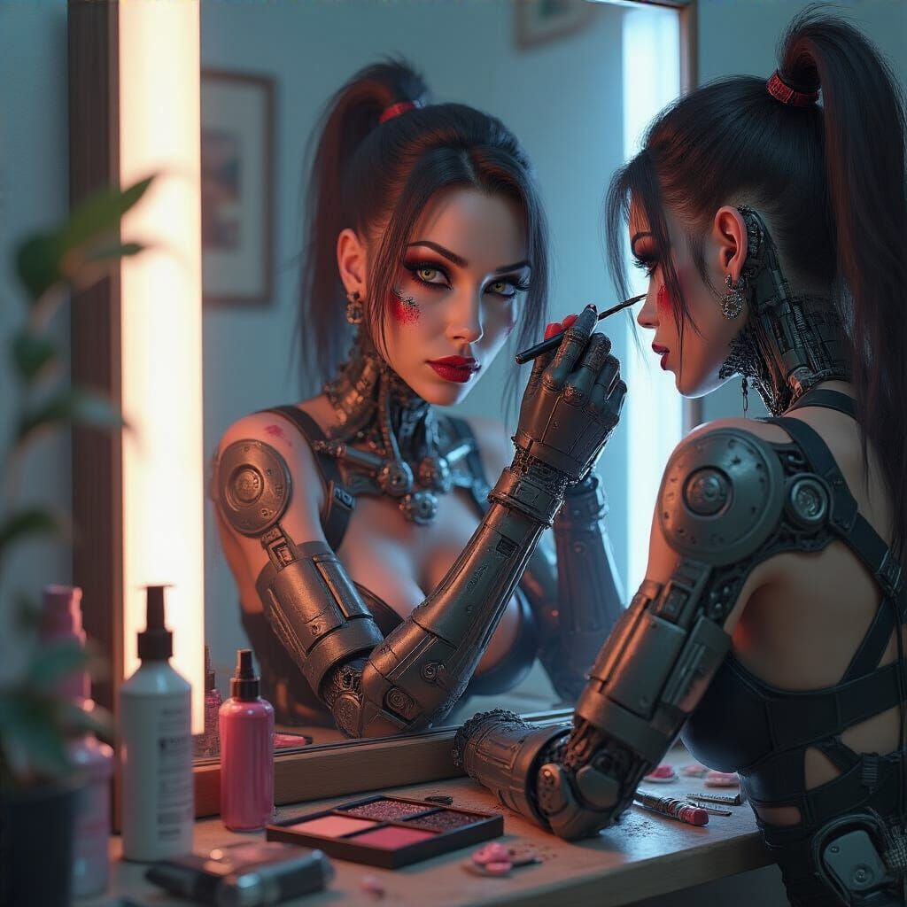 Cyborg Assassin Prepares for Action