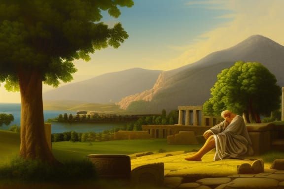 Classical Greek Landscape with Socrates