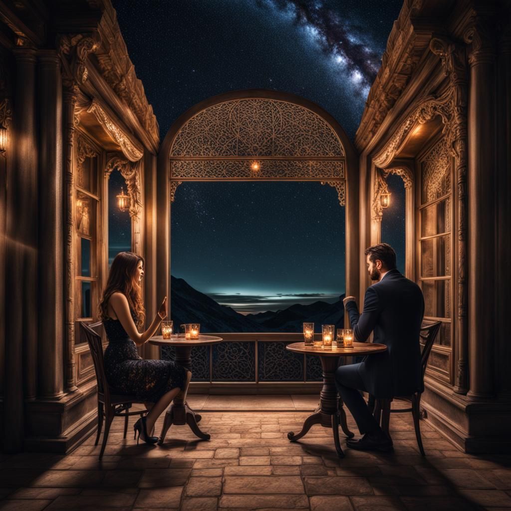 Romantic Starry Date Night in Hyperrealistic Style