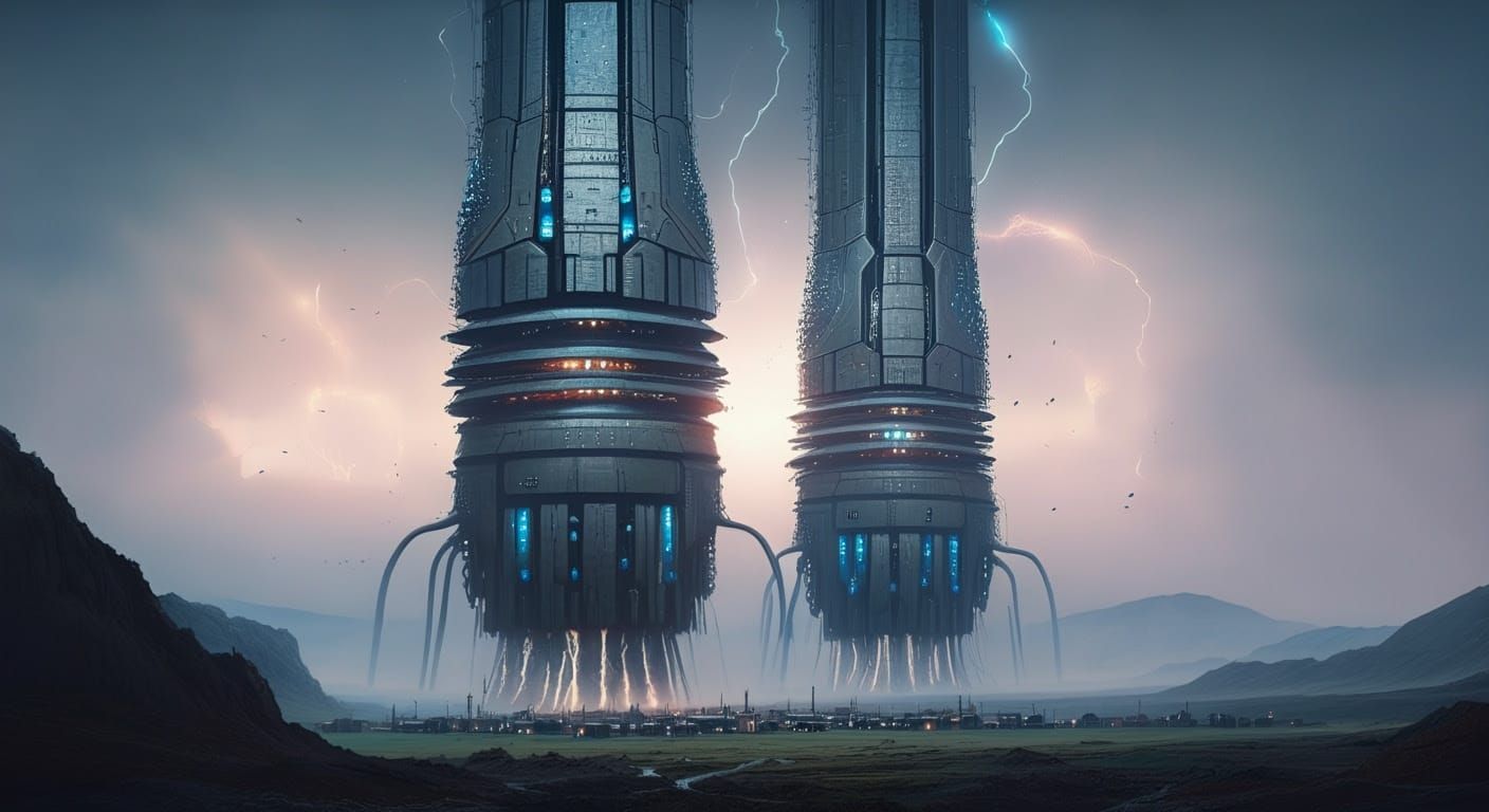 Colossal Terraforming Machines on Alien Planet