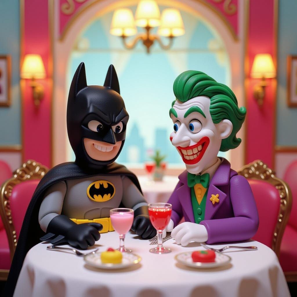 Batman and Joker Romantic Date in Play-Doh