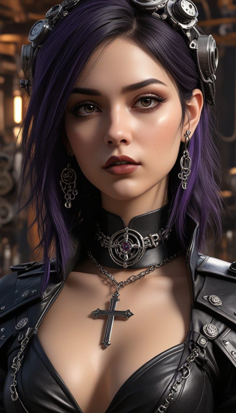 Steampunk Goth Girl in Dark Fantasy Machinery