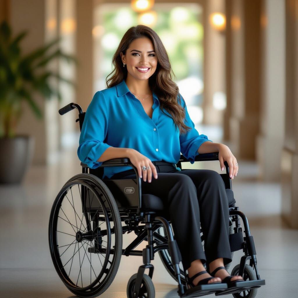 Photorealistic Portrait of Confident Woman in Wheelchair