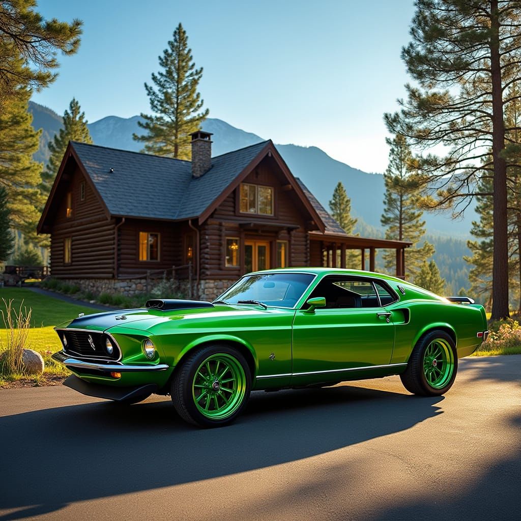 Vibrant 1969 Mustang at Lake Tahoe