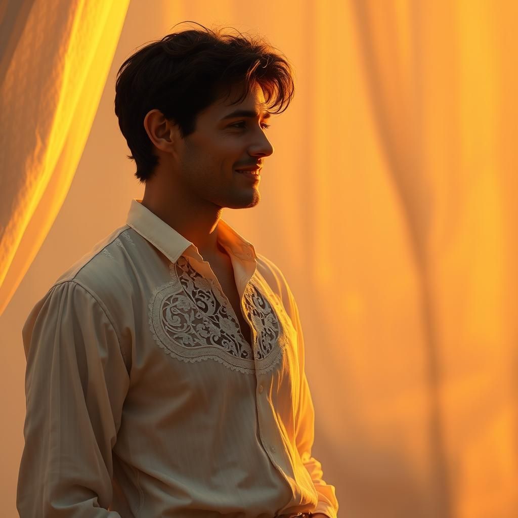 Golden Hour: Lone Figure with Ghostly Impression