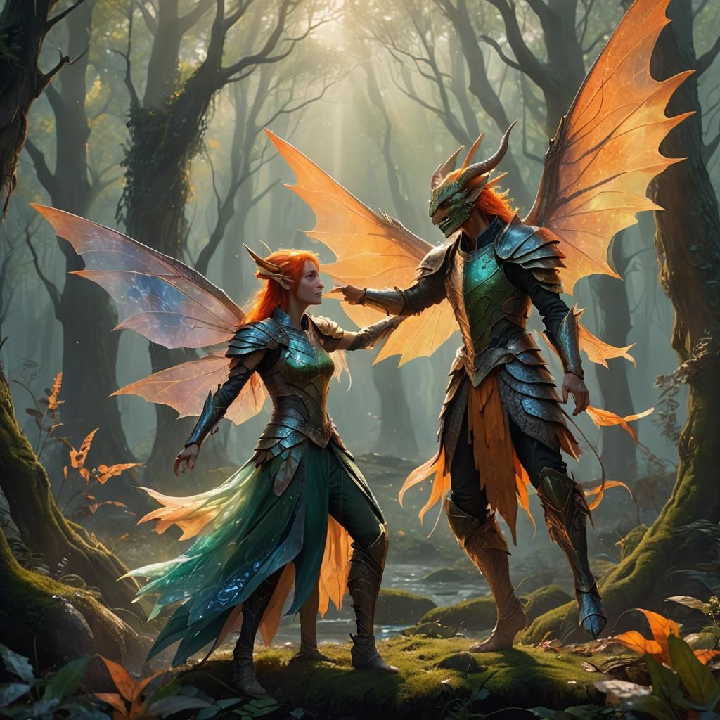 Fantasy Dragonborn Fairy: Ethereal Matte Painting