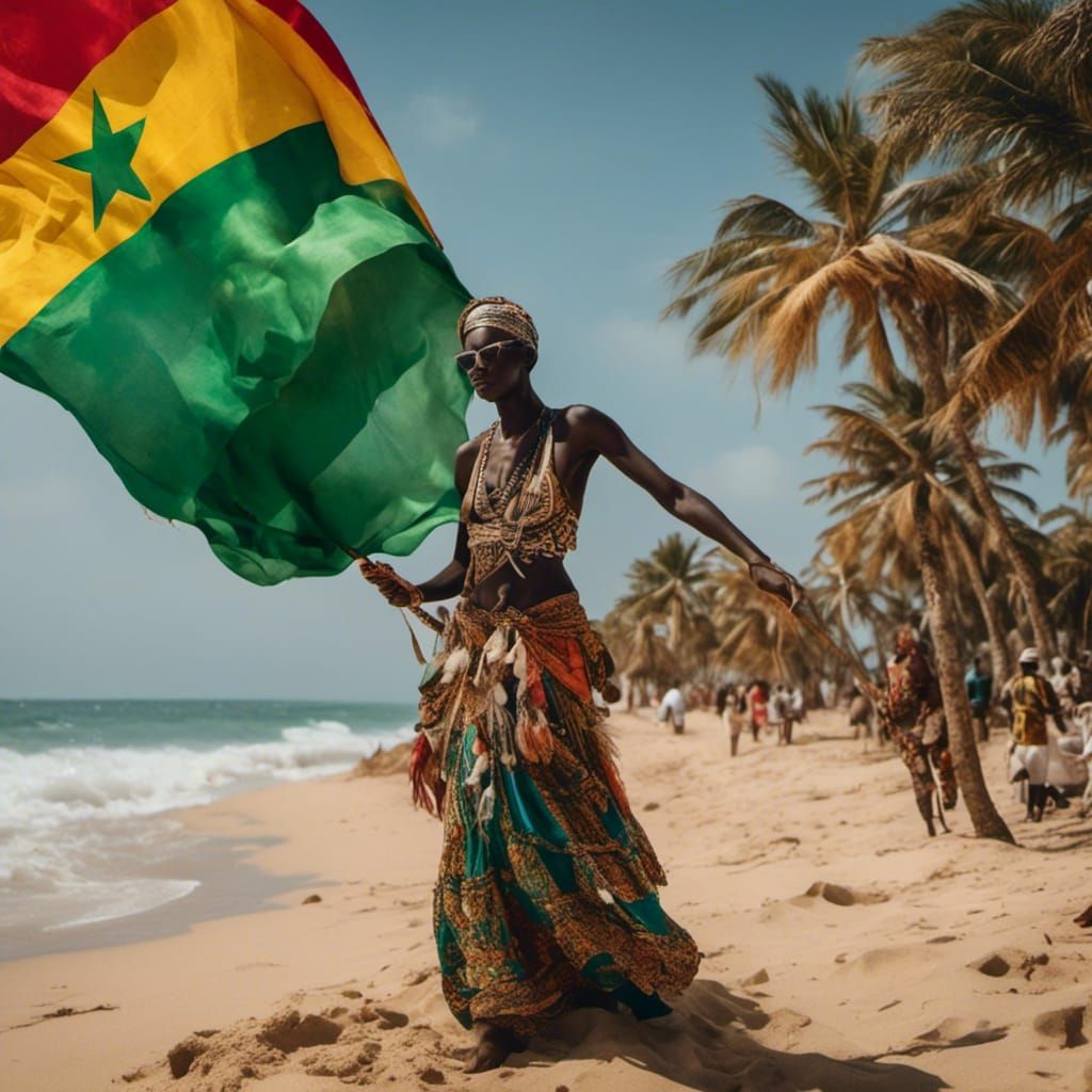 Senegal Flag with a Green Star