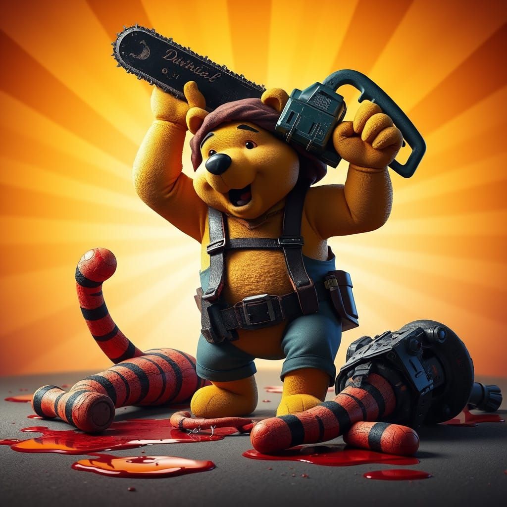 Dark Lumberjack Winnie the Pooh in Chainsaw Frenzy