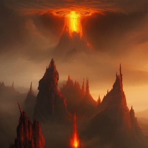 Erupting Potrillo Volcanoes: Epic Dark Fantasy Art