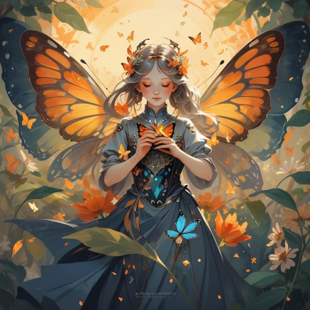 Butterfly Queen in Splash Art Style