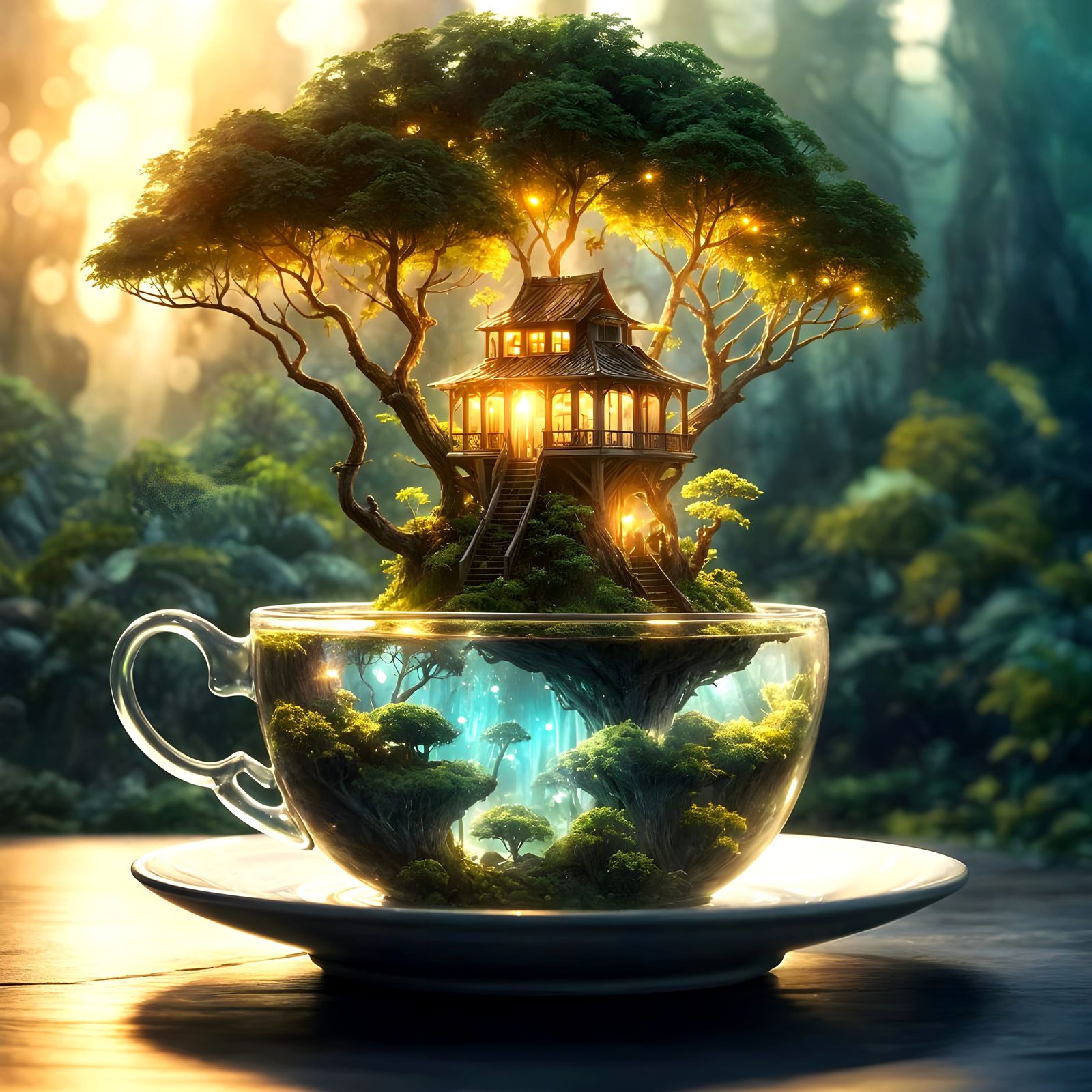 Floating island tree house