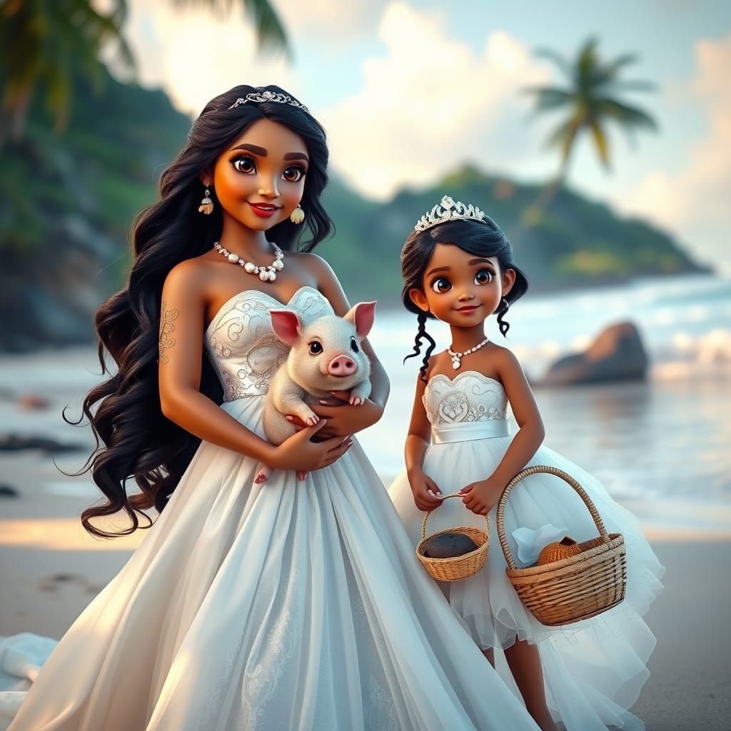 Moana's Seashell Wedding on a Tropical Beach