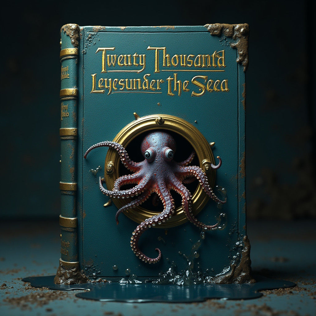 Golden Book of the Deep in Dark Fantasy Style
