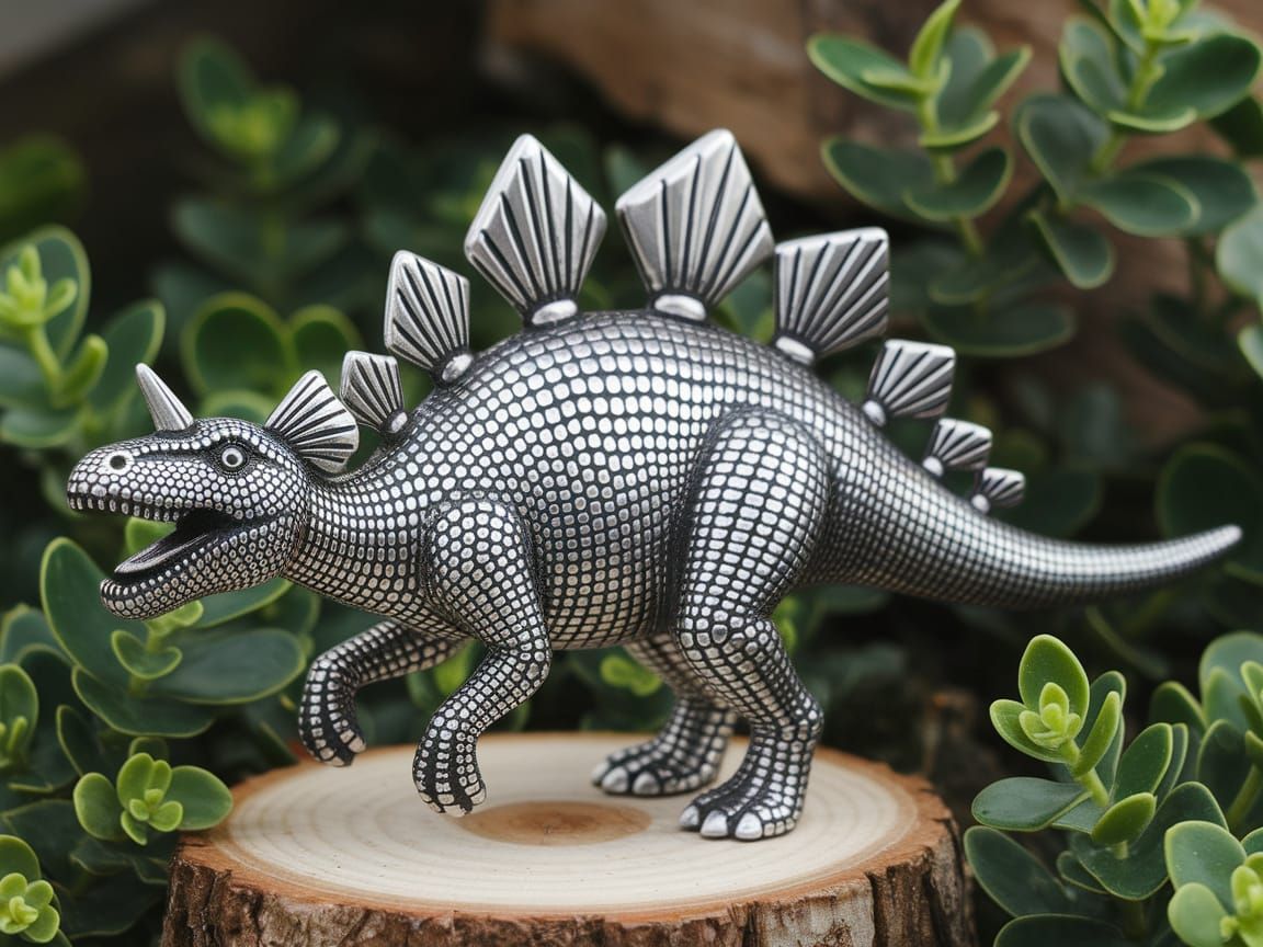 Metallic Dinosaur Sculpture