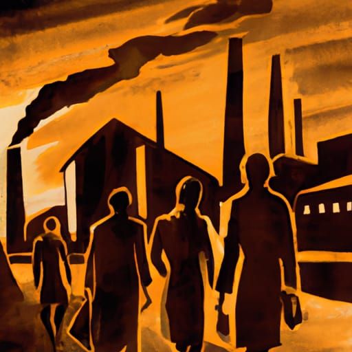 Exhausted workers trudging home